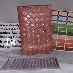 Pink Woven Leather Wallet